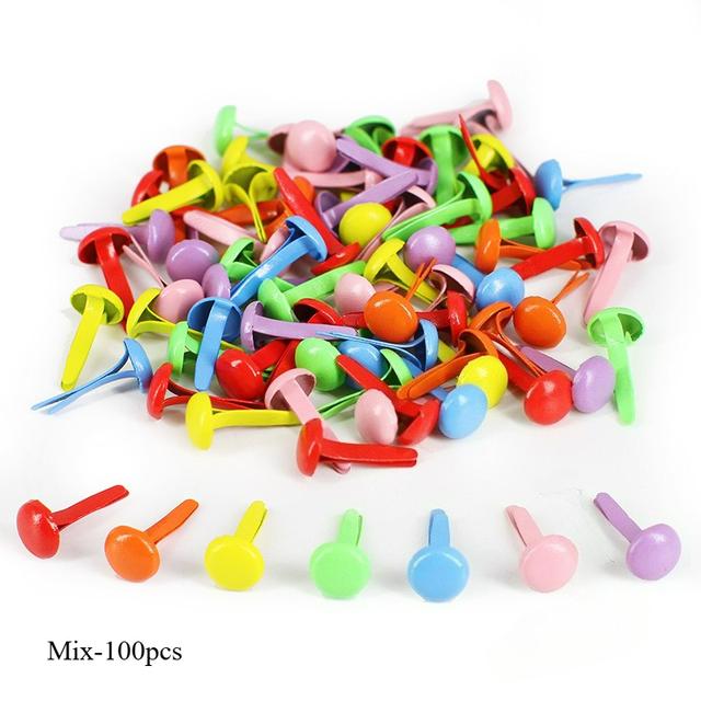 TEMU 100pcs Creative Material Additions For Fixing Decorative Nails At Of Handcrafted Double-foot Nail Bags, Split Pins, Round Scrapbook Labels, Mini Brad Fasteners, And Handicraft Split Additions