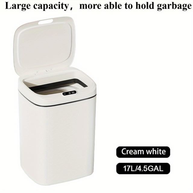 TEMU Large Capacity Smart Trash Can With Inductive Switch - Electric, Aa Battery, Suitable For Children's Room, Prevent Odor Spread