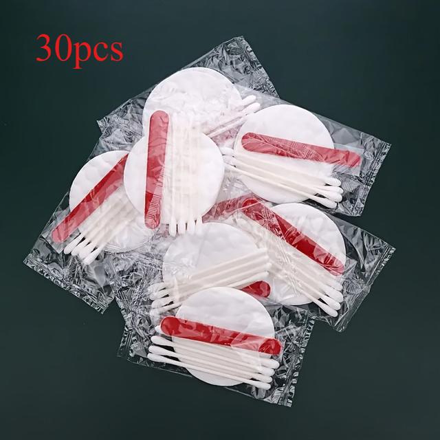 TEMU 30pcs Disposable Swab Set, Kit - Includes Makeup Remover Pads, Covers, And Cuticle Stick Toiletry Set - Ideal For Hotels And Inns