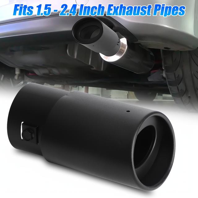 TEMU 1pc Black Stainless Exhaust Tail Pipe Tip - Fits 1.4 Inch - 2.0 Inch Pipes, Rear Throat Liner Fitting Enhances Performance And Sound, , Compatible With Straight Or Bent Tailpipes
