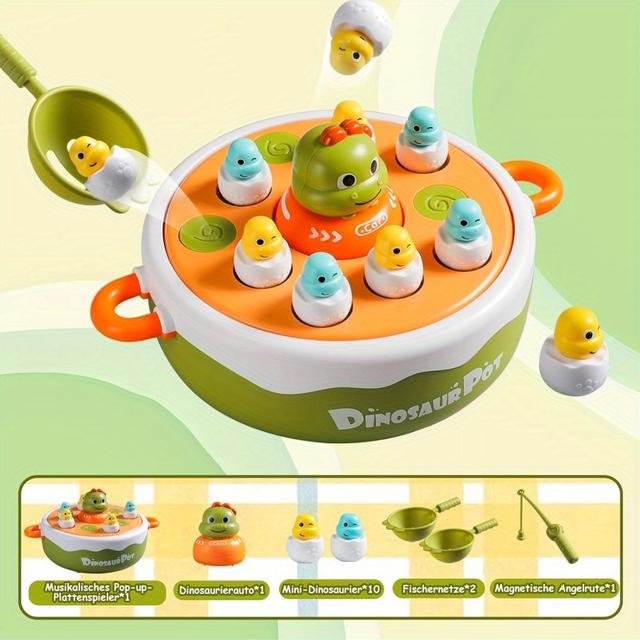 TEMU Farbenfrohes Dinosaurier-Spielset mit 4 Spielmodi – Energisches Interaktives Drehtafel-Spielzeug