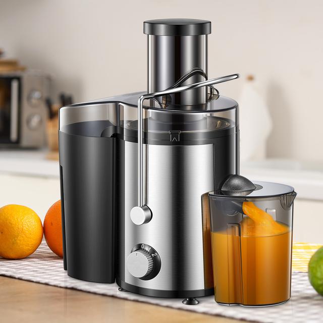 TEMU Licuadoras para Cocina, Extractor de Jugos Centrífugo de 800W con Ancha y 3 Boquillas de Alimentación para , Fácil de Limpiar, Acero Inoxidable, (Negro)