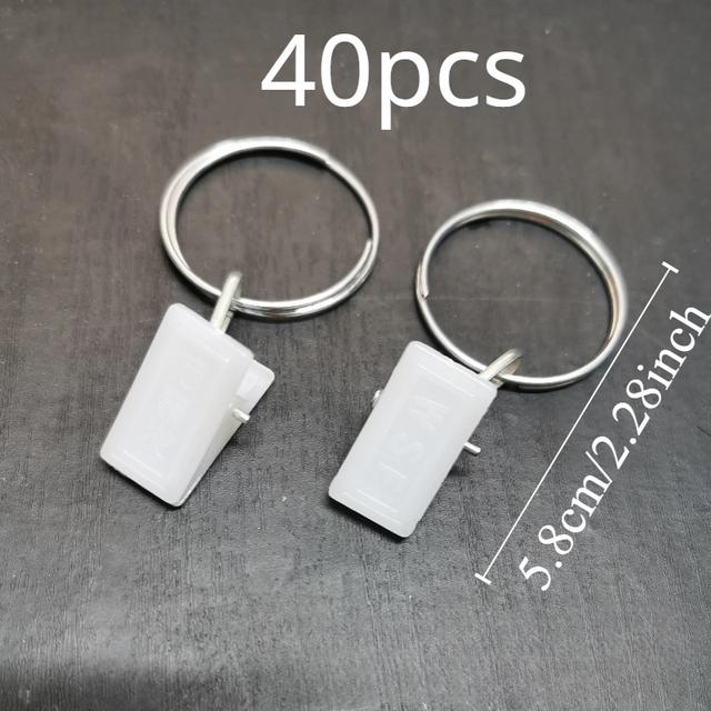 TEMU 40 ks multifunkčních záclonových sponek s železným kroužkem a háčkem, plastový materiál pro domácí dekoraci, záclony do obývacího pokoje