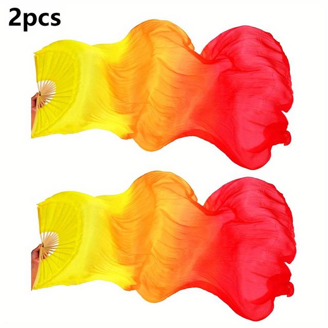 TEMU 2 Stück Damen Tanzfächer - Bunte Lange Faltbare Bambusfächer für Auftritte & Partykleidung (Links + Rechts), Tanzkostüm-Zubehör | Lebendige Bühnenrequisiten | Langlebiges Bambusmaterial