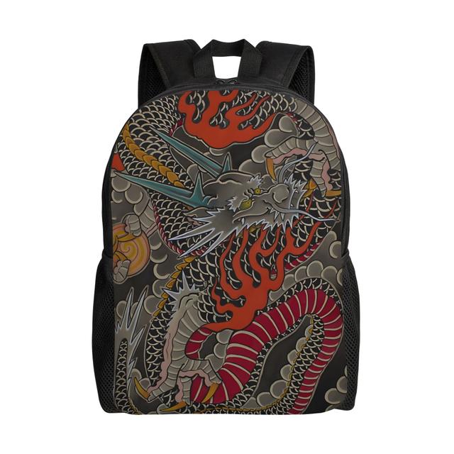 TEMU 1 Mochila en Tatuajes Japoneses Irezumi con un Grande, Ideal para Adolescentes, Perfecta para Regalos de Vuelta , y Senderismo Durante Escolar, Para Adolescentes