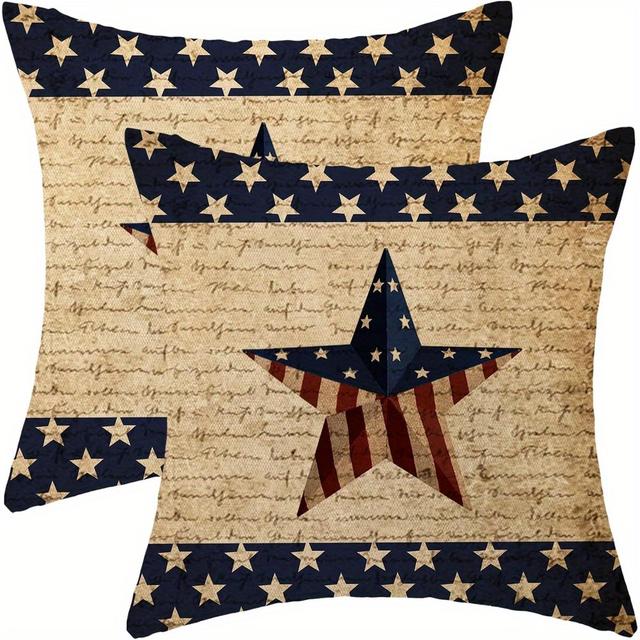 TEMU Pillow Covers 18x18 Pack Of 2 Throw Pillow Covers Outdoor Decoration, Memorial Day Patriotic Vintage Pillowcase Decorative For Home Sofa