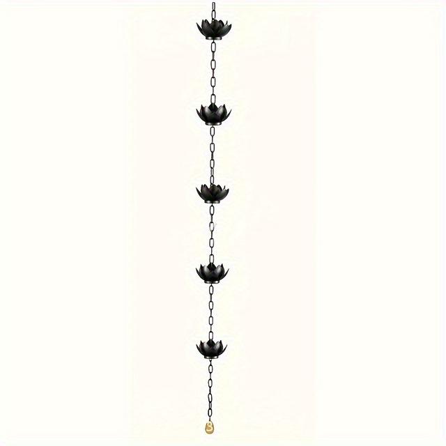 TEMU 1pc Lotus-shaped Rain Chain - Durable Iron Outdoor Downspout Drainage With Decorative , Efficient Water Flow & Gutter Guard For Garden Decor