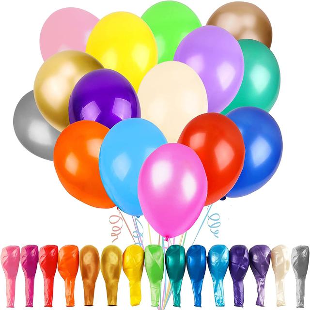 TEMU Set/ 300pcs, 25 Cm Balloons Assorted Birthday Balloons Multicolored , For Or Air Use. Decoration