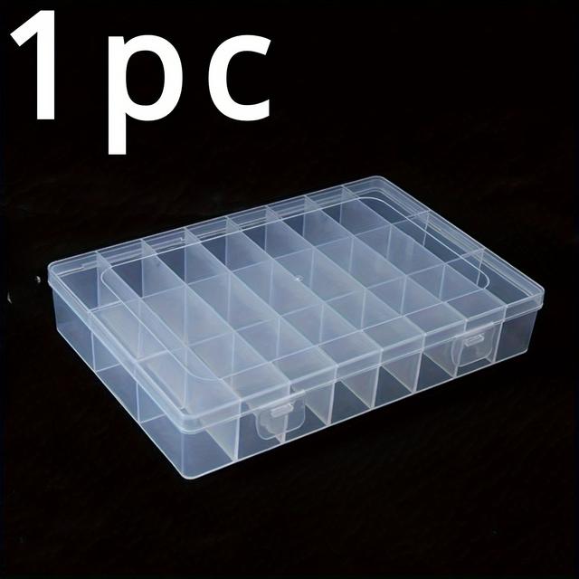TEMU กล่องใสพลาสติกพร้อมช่องใส 24 ช่อง - ใช้เก็บของหลากหลาย เช่น เครื่องประดับ, หัวเข็ม, งานฝีมือ และอื่น ๆ - ช่องใสทนทานหลายช่องสำหรับหูจี้, สร้อยคอ, แหวน, สกรู, หัวเข็ม, เก็บของตัดเย็บ