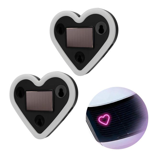TEMU مصباح LED لاسلكي داخلي لخلق جو مريح على شكل قلب حلو، مصمم لنوافذ السيارات والمنازل والمكاتب، يتميز بتصميم مثلث يعمل بالطاقة الشمسية