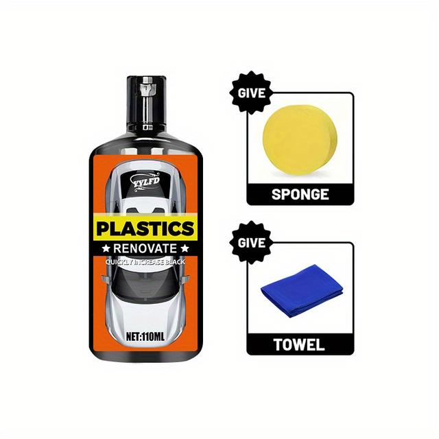 TEMU Versatile Vehicle Refurbishment Set: Plastic Components, Interior Gloss Wax, , Black Car Discoloration Fix & End