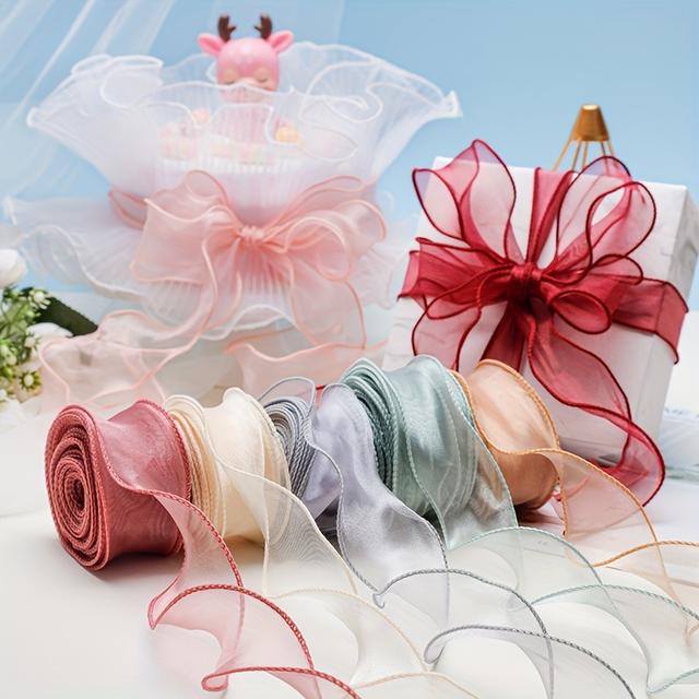 TEMU 5 Rolls 50 Yards Transparent Organza Ribbon | Tail-like, Christmas Tree, Gift Wrapping, Wedding Decor, Headwear, Luxury Bouquet, Cake Decoration, Bow Making Crafts