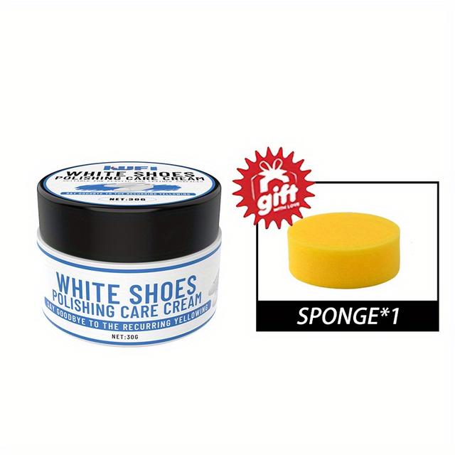 TEMU Крем для догляду за білими спортивними взуттям, синтетичний полірувальний та відновлювач – для взуття та меблів, легке нанесення, ідеальне рішення для дому
