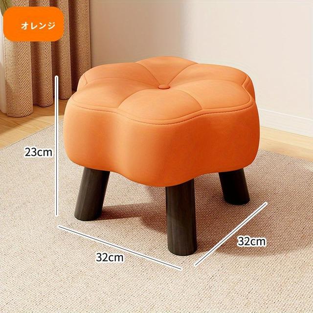 TEMU レトロなソフトウッド＆レザーロースツール - 27インチ コンパクトフットレスト付きパッドシート、組立不要の玄関シューズスツール、リビン用コーヒーテーブルスツール、耐久性抜群グレーのホーム