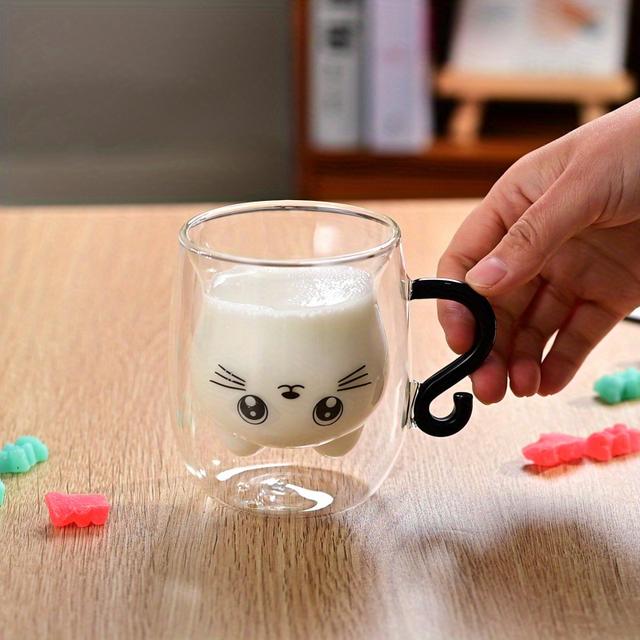 TEMU 1 Cute Cat Theme Glass Cup Coffee, Milk Hollow Double Layer Insulation Cup Suitable For Concentrated Coffee And Drinks All Ideal Gift Supplies