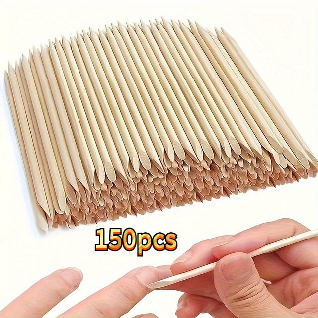 TEMU 80/150pcs Of Wood Exfoliating Sticks - Unscented Manicure And Pedicure Tools, Essential For Home And Salon Use, For Toenail& Foot Clean