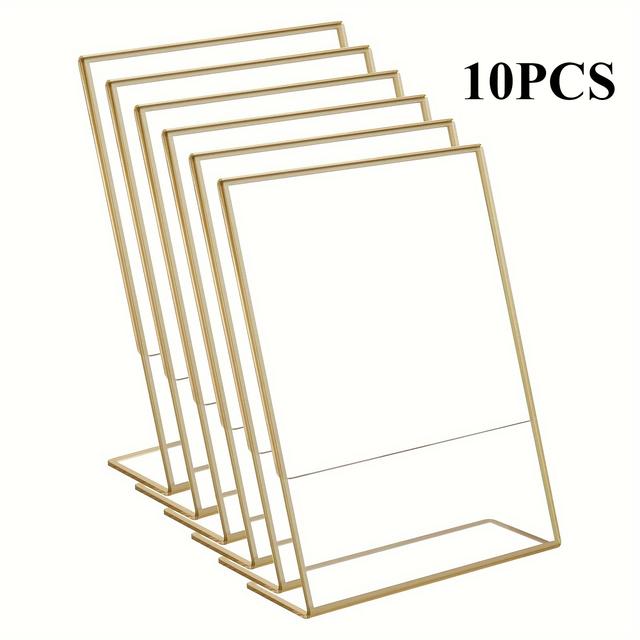 TEMU 10pcs Acrylic Sign Holder, Wedding Table Signs Double Sided Holder, Acrylic Frame With , Tabletop Display Holder For Menu, Table Number Display, Party Decoration
