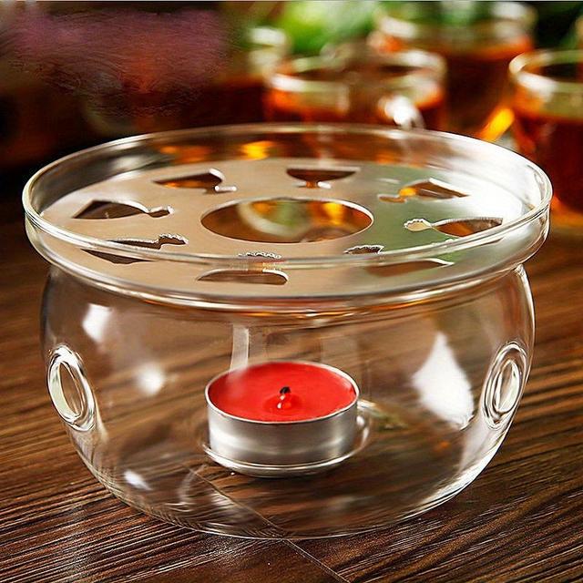 TEMU Teapot Warmer Base - A Candle Holder Designed For Tea, Made From High Borosilicate Glass, Perfect For Home Kitchen Decoration
