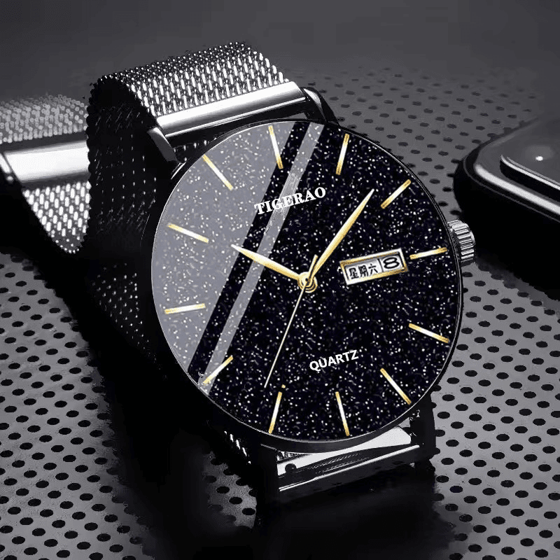 TEMU Men's Starry Sky Waterproof Mechanical Watch Luminous Dual Calendar Trend Sports Watch New Business Casual Men's Watch