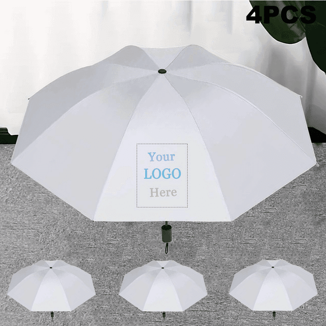 TEMU 4er-Set Regenschirme, Casual Fashion Faltregenschirm mit verstärkter Rippenstruktur, minimalistischer Stil, personalisiertes Logo, 8 Rippen