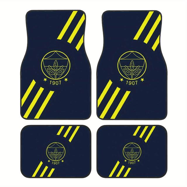 TEMU 4-teiliges Logo & Emblem Kofferraumauskleidungsset - Strapazierfähige Kristall-Samtartige Textur, Offiziell Lizenziertes Türkisches Club-Design, Passend für Limousinen/SUVs/Vans