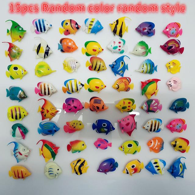 TEMU 15pcs Decorations, Floating Artificial Fish Figurines, Realistic Moving Fish Ornaments For Aquarium, Bathroom Toy