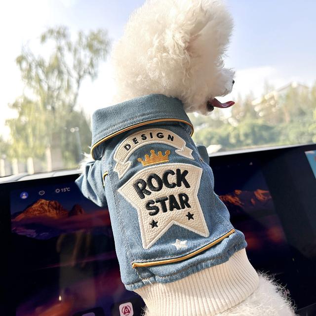 TEMU Pet Clothing Accessories Small Dog Casual Fashion Rock Denim Clothes