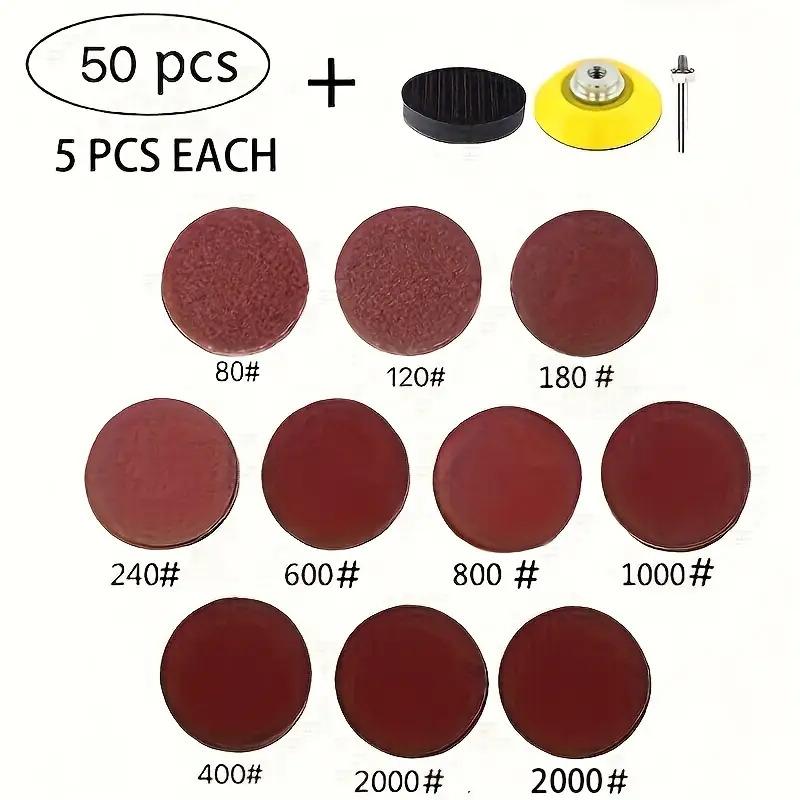 TEMU 50pcs / 100pcs 2-inch Drill Sander With Backing Pad And 1/4" Shank Sanding Disc Kit, Includes 80-3000 Grit Sandpaper