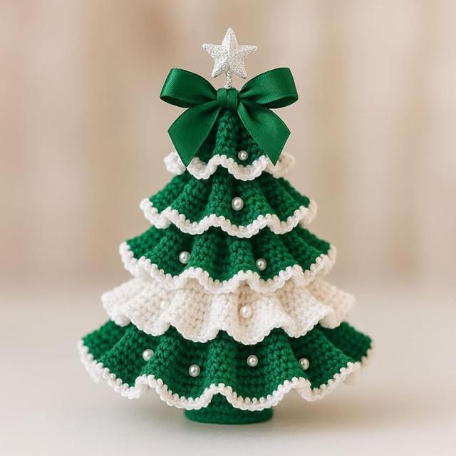 TEMU Diy Crochet Christmas Tree Kit - Handmade Holiday Decoration Set, Beginner