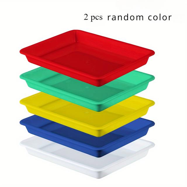 TEMU 2-pack Multicolor Plastic Art Trays, Durable & Versatile, Ideal For Crafts, Diy, Painting, Beads - Home, School, Office Use - Assorted Colors