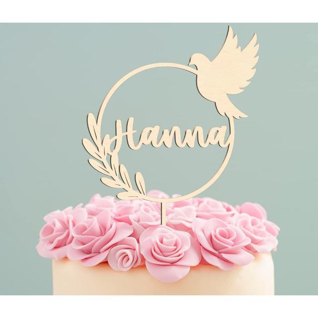 TEMU 1pc Baptism Cake Topper With , 15cm Wooden Christening Decor For Communion & Confirmation, Reusable Taufe Cake Decoration