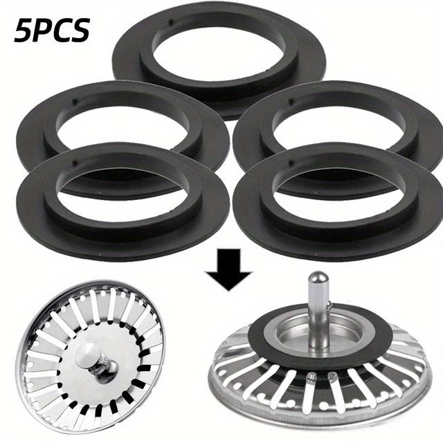 TEMU 5pcs Kitchen Sink Drainer Rubber Washer | Rubber Sealing Washer For Basket, Filter Plug, No-overflow