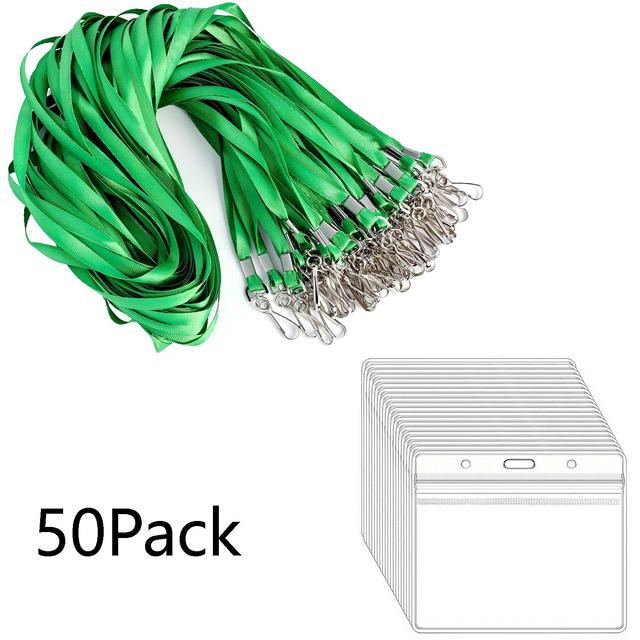 TEMU 10/25/50 Pack Name Tag Lanyards -Halter, klarer Kunststoff-Horizontal-Name-Tag-Halter und Abzeichen-Lanyards -Halter für Büro-Team---Helfer