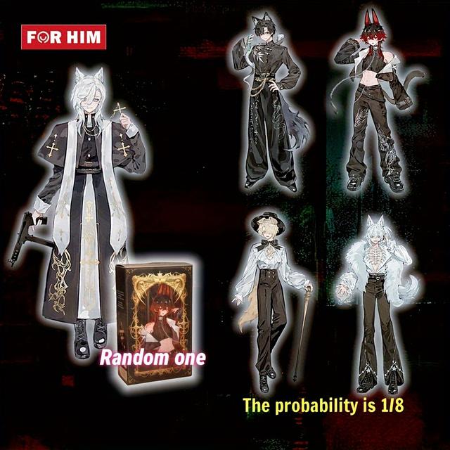 TEMU シチリアの物語 12体ゴシックスタイル 人格化動物フィギュアミステスシリーズ - 1箱、カラー(白/黒/黄)、な衣装とアクセサリー付きコレクタブルモデル