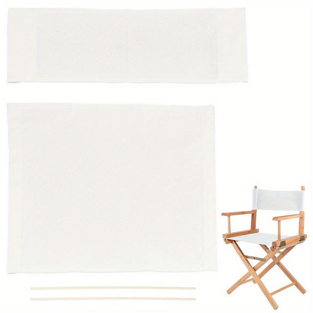 TEMU Of Replacement Canvas Covers For Casual 's Chairs In White, Including Seat And Back With Wooden Stick, Easy To Clean, Suitable For Makeup And Jewelry Making
