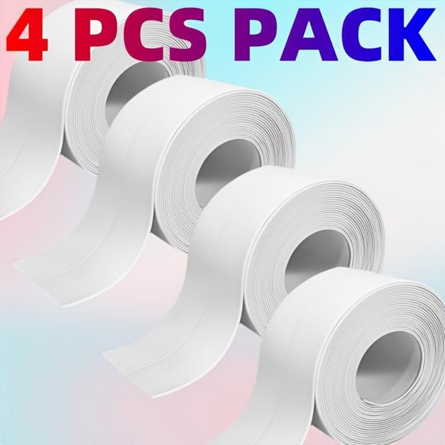 TEMU 4 Rolls Of Long-lasting Self-adhesive Waterproof Sealing Tape, Suitable For Bathroom And Kitchen, Sealing Tape, Instant Application, No Tools Required, Peel And Apply