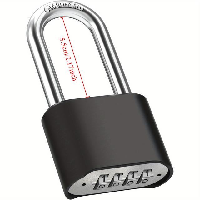 TEMU กุญแจล็อคกันขโมยขนาดใหญ่สำหรับภายนอก พร้อมห่วงล็อคแบบผสมผสาน รูปแบบรหัสล็อคแบบซ่อนเพื่อเพิ่มความปลอดภัย สามารถรีเซ็ตได้ เหมาะสำหรับล็อคเกอร์ โรงรถ ประตู และสวน