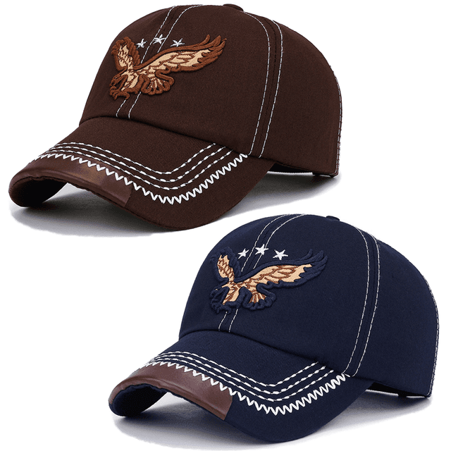 TEMU 2pcs Eagle Style Fashion Trendy Baseball Cap Sports Cap Suitable For Outdoor Sports Gift For - Acrylic Fabric, Square Gram Weight 100g/㎡