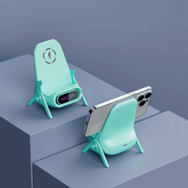 TEMU Mini Chair Wireless Charger, 2025 New Mini Chair Wireless Fast Charger Multifunctional Phone Holder, 3in 1 Wireless Charger Station Phone Stand 15w Fast Charger