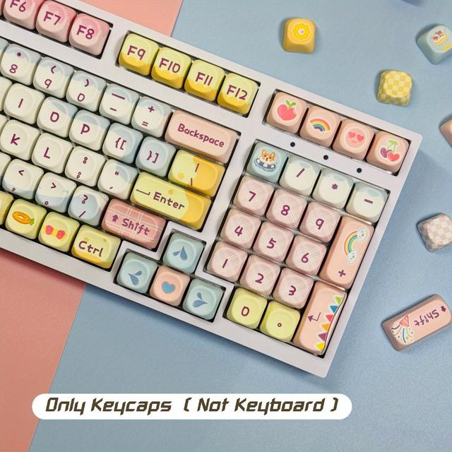 TEMU Moa Profile Ansi Us 131 Keys Anime Keycaps Pbt Dye Sublimation Keyboard Key Caps Set Gaming Accessories For Mechanical Keyboard 61/64/75/84/87/104/108 Moa Mx Switches Layout With 6.25u Spaceba