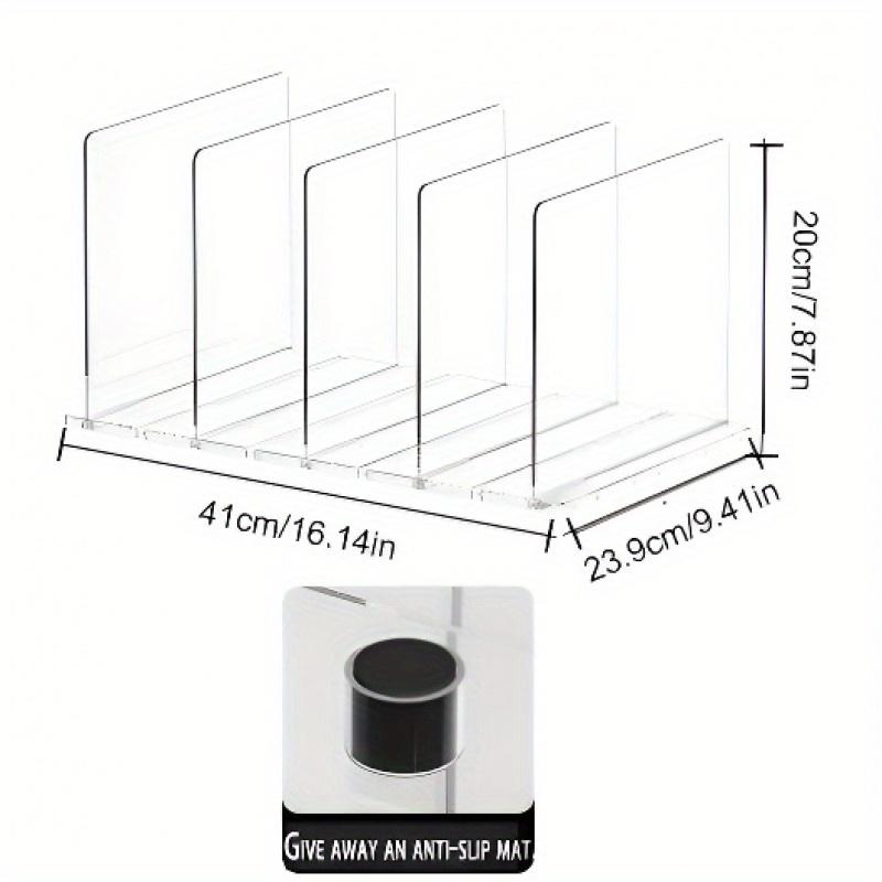 TEMU Clear Plastic Storage Shelf With 6 Compartments - Transparent Organizer For Bags, Clothes & Accessories - Cabinet Dividers For Home, Closet, Or Retail Display, Shelf Dividers