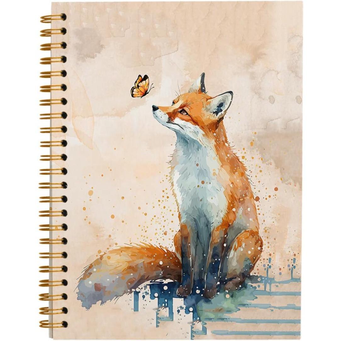 TEMU 1pc 5.5 X 8.3In Cuaderno de Acuarela de Zorro, Regalos de Zorro, Cuadernos Lindos para Mujeres Amantes de los Zorros, Cuaderno de Tapa con Rayas Universitarias para Notas de Trabajo y Diario