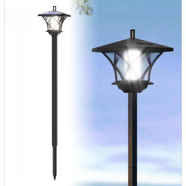 TEMU 59 Inch Outdoor Solar Lamp Post Lighting Solar Lamp Post Light Aluminum Light Pole Solar Pole Lamp Outside For Driveway Patio Garden Lawn Backyard Pathway