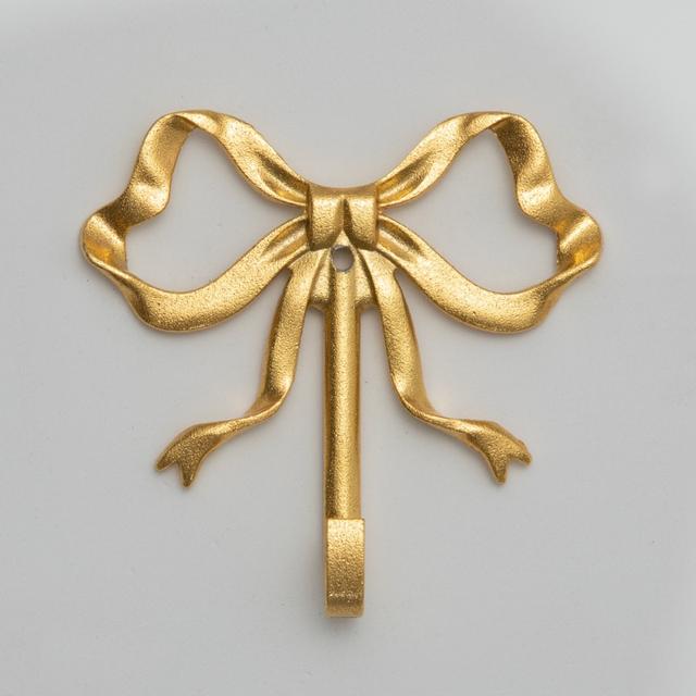 TEMU 1pc Elegant Golden Bowknot Wall Hook - Metal, Easy-to-install, Stylish Decor For Coats, Bedroom, Porch & Bathroom