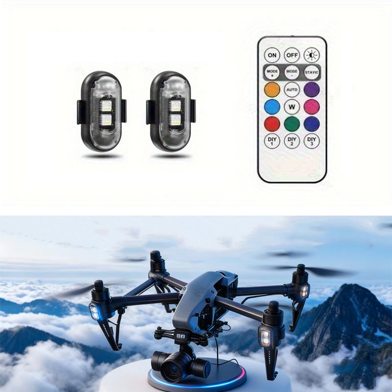 TEMU 2pcs Drone Led Decorative Lights, 8-color Strobe Remote Control, Ip65 Collision-proof, Usb Charging Emergency Warning, Ideal Decorative Gift