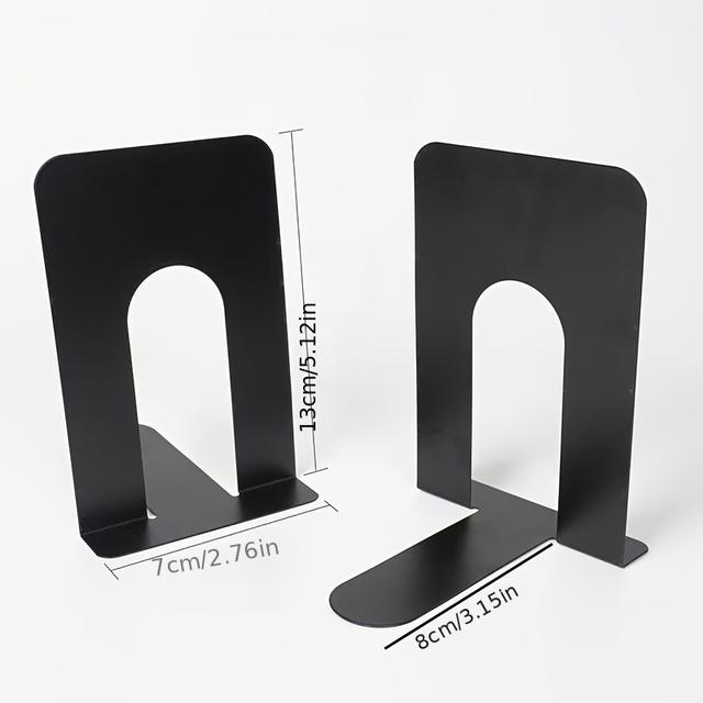TEMU 광택이 나는 철제 북엔드 2개 세트, 간단한 디자인으로 도서관, 학생 책상 및 사무실 책상을 정리하기에 적합합니다
