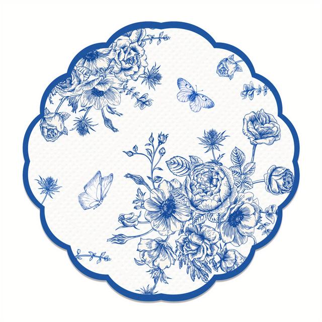 TEMU 20pcs Of Blue And White Floral Napkins For Guests, Suitable For Birthday Parties, Chinese-style Paper Napkins For Wedding Celebrations