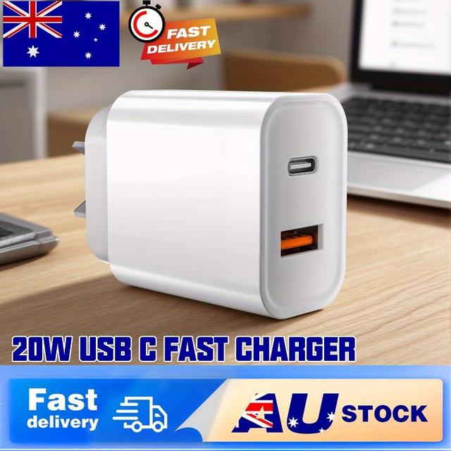 TEMU 20w Usb C Fast Charger, 4-pack Pd Usb-c Dual-port Wall Plug With Fast Charging Qc3.0, Compatible