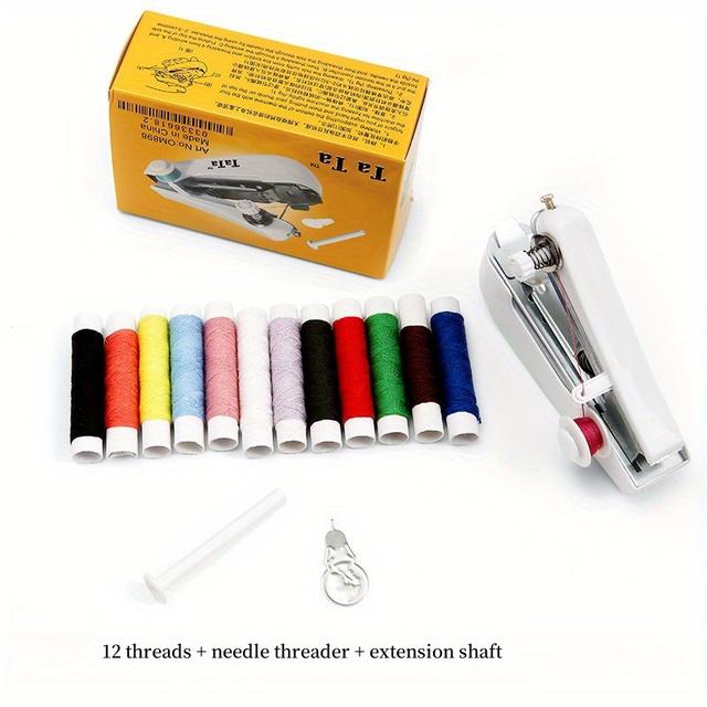 TEMU Portable Miniature Sewing Machine, Handheld Manual Easy Sewing For Household Use, Pocket-sized Tailor, White - 1pc, Small Tailor