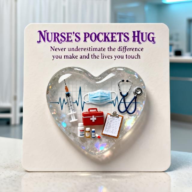 TEMU 1pc Nurse Pocket Hug Greeting Card, Heart-shaped Inspirational Hug Token With Card, Valentine's Day Gift For